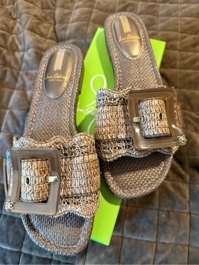Sam Edelman Textured Woven Slide Sandals in Taupe